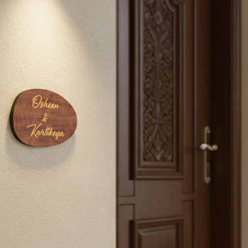 Oval Wooden Name Plate
