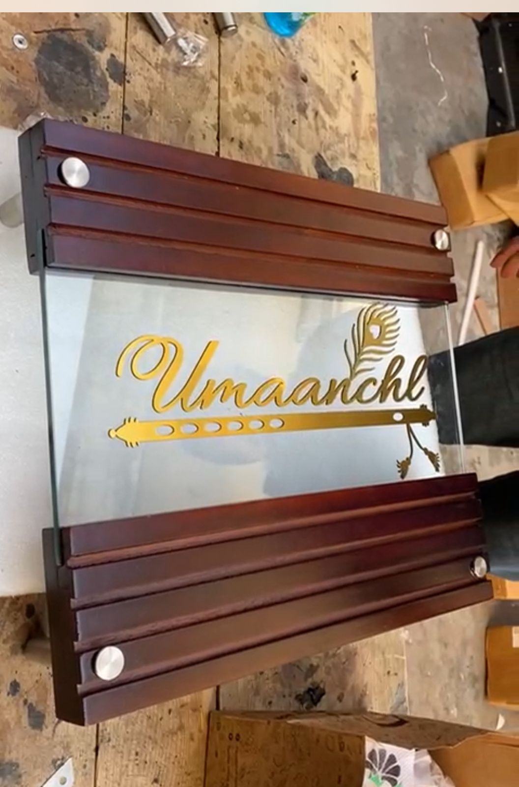 Glass - Wooden Name Plate