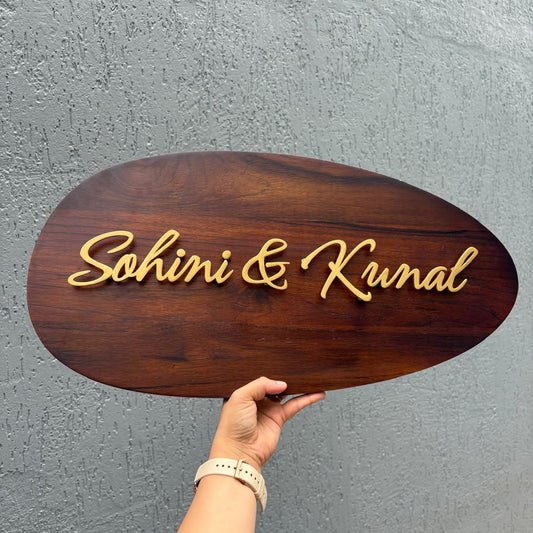 Oval Wooden Name Plate