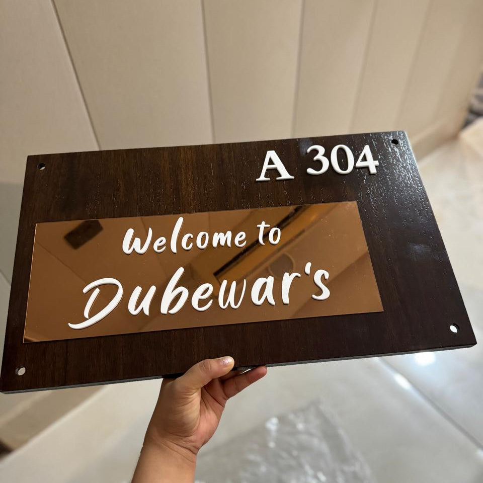 Rose Gold Acrylic Wooden Nameplate