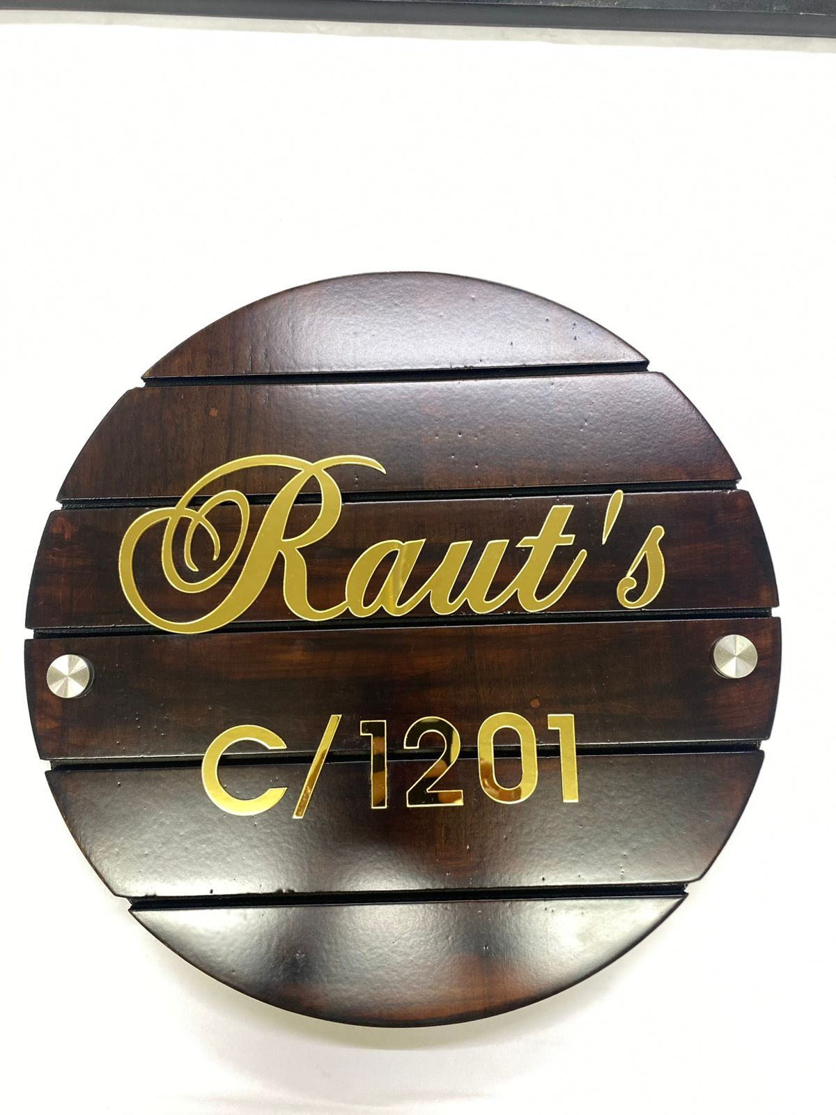 Circular Wooden Name Plate