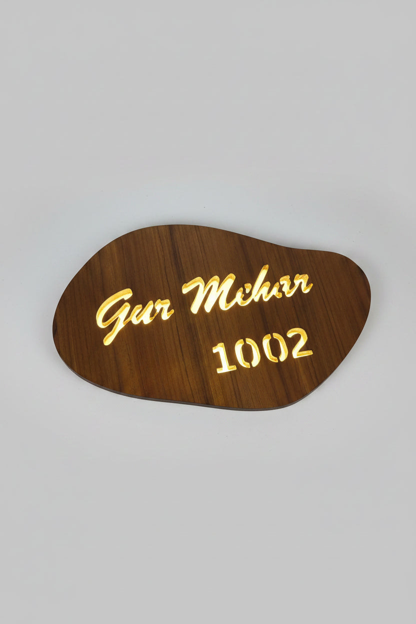 Oval Wooden Backlit Name Plate
