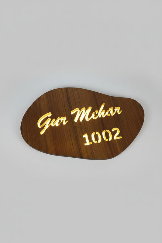 Oval Wooden Backlit Name Plate