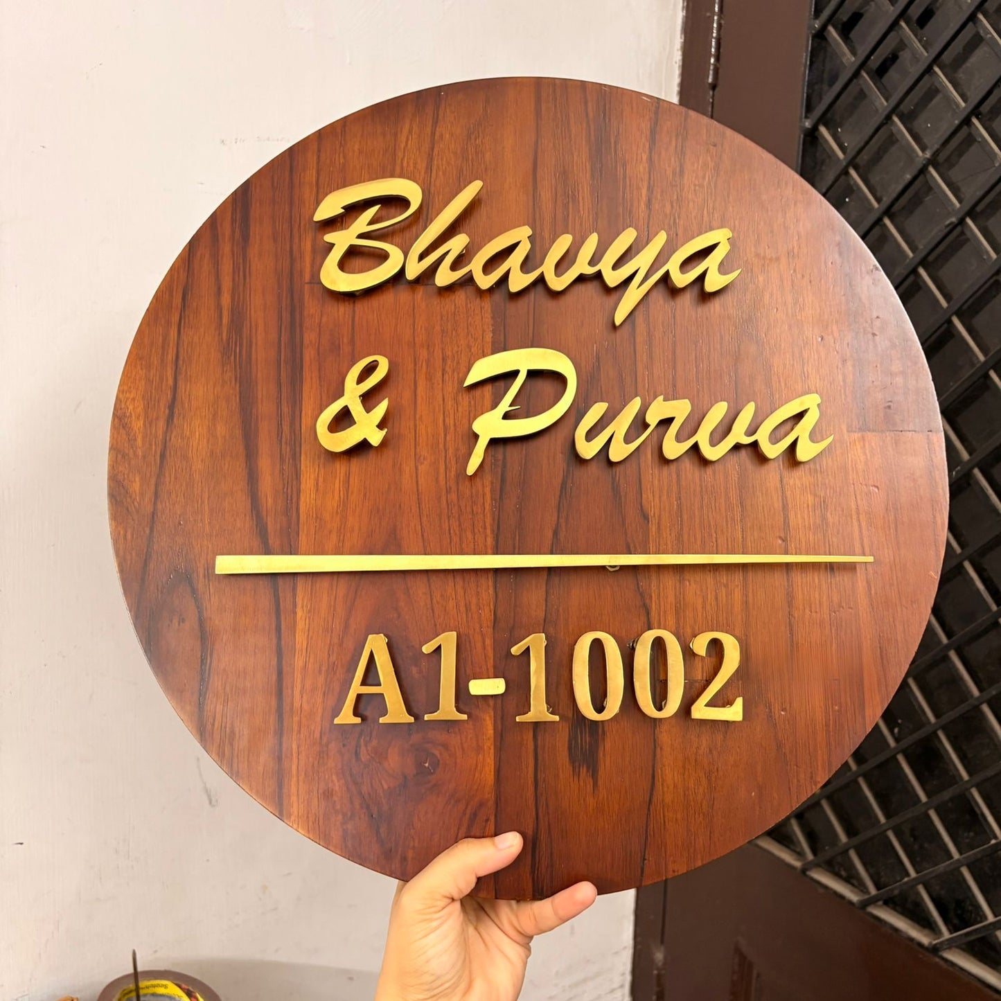 Circular Wooden Name Plate