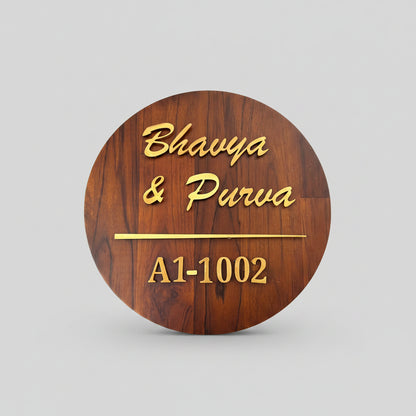 Circular Wooden Name Plate