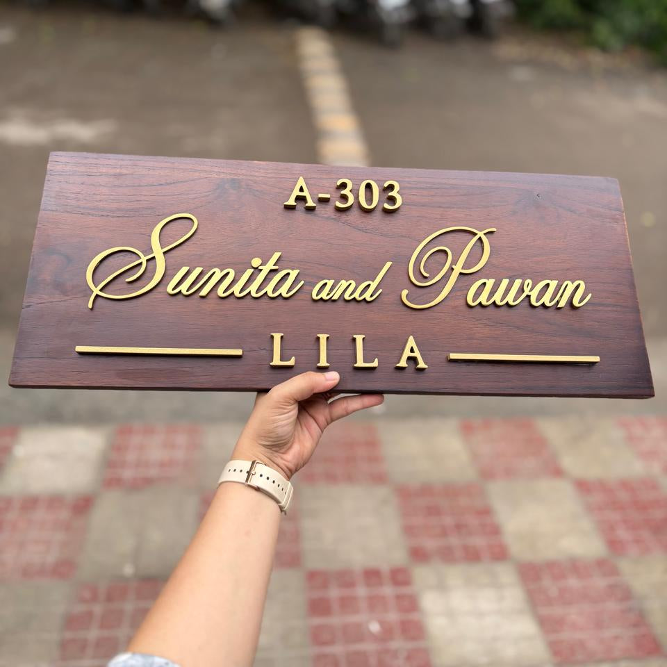 Rectangular Metal - Wooden Nameplate