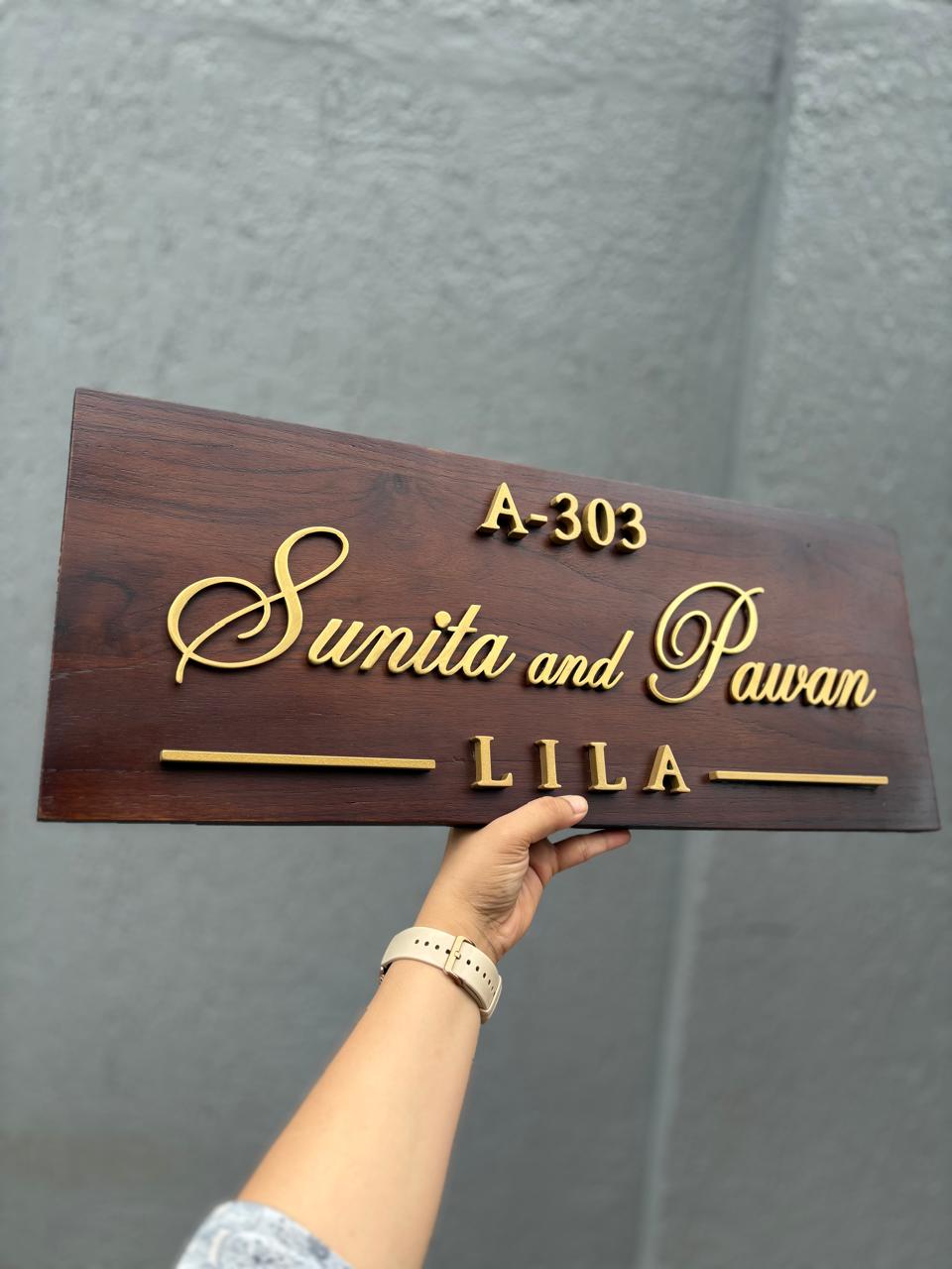 Rectangular Metal - Wooden Nameplate