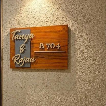 Metal strip & Wooden combo Name Plate