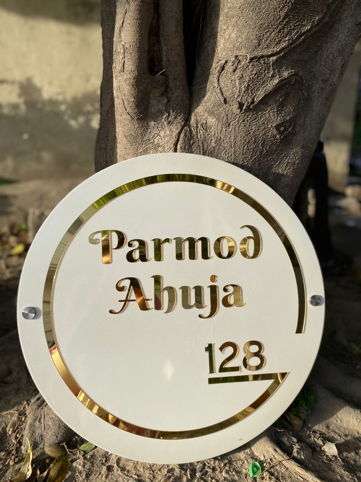White Wooden Nameplate