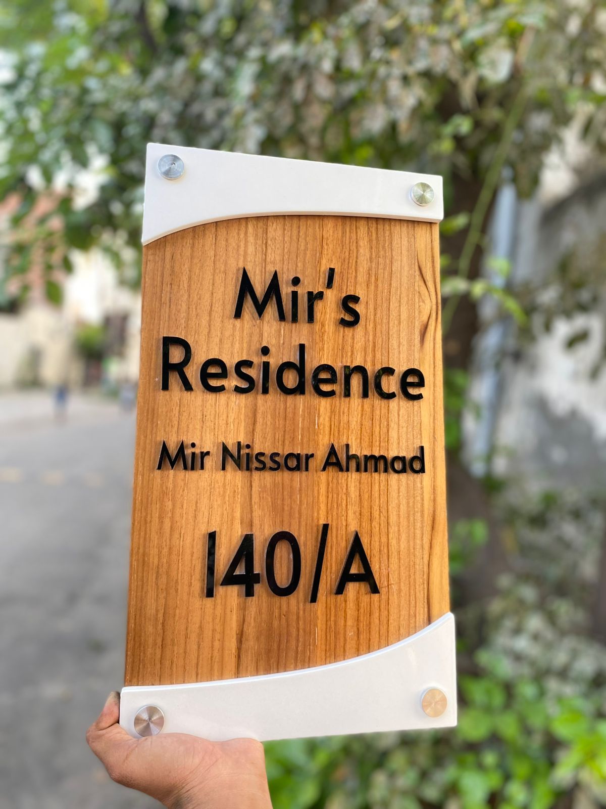 Vertical Sleeve Wooden Nameplate