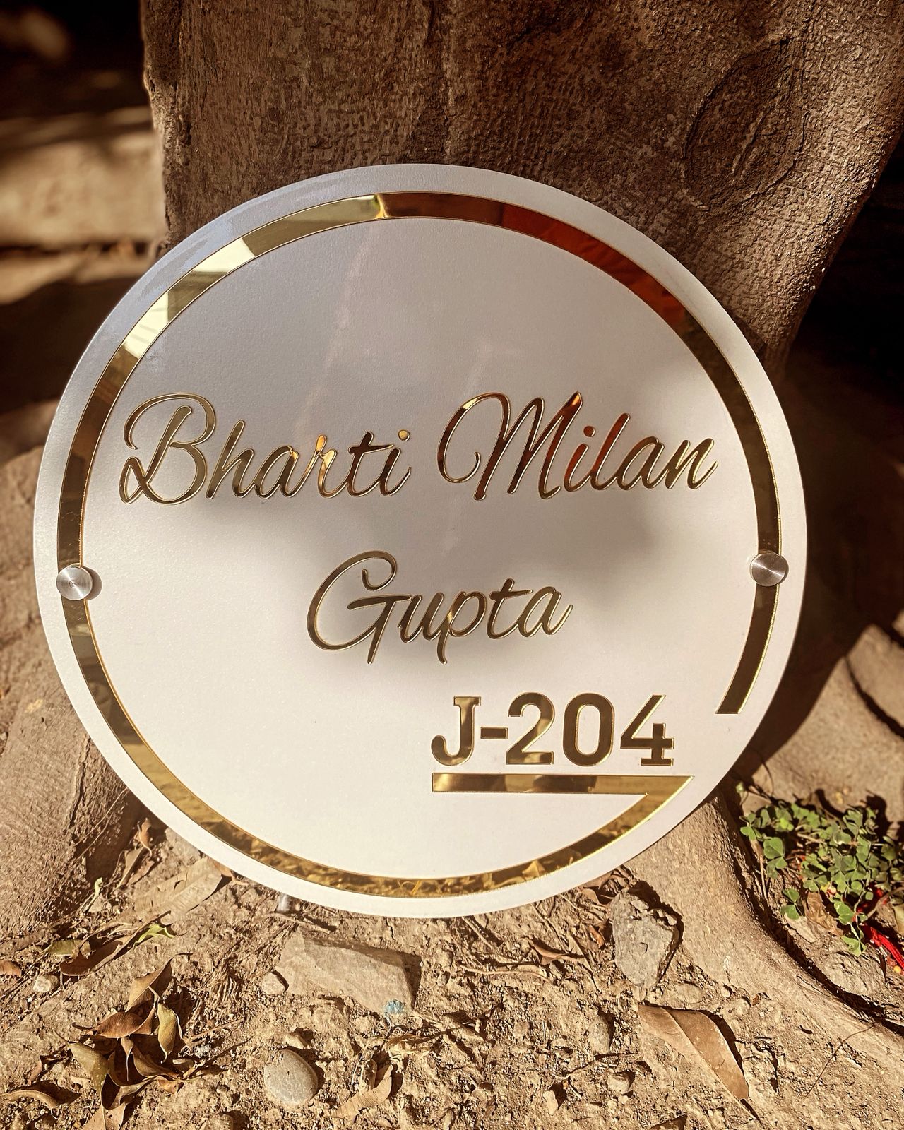 White Wooden Nameplate