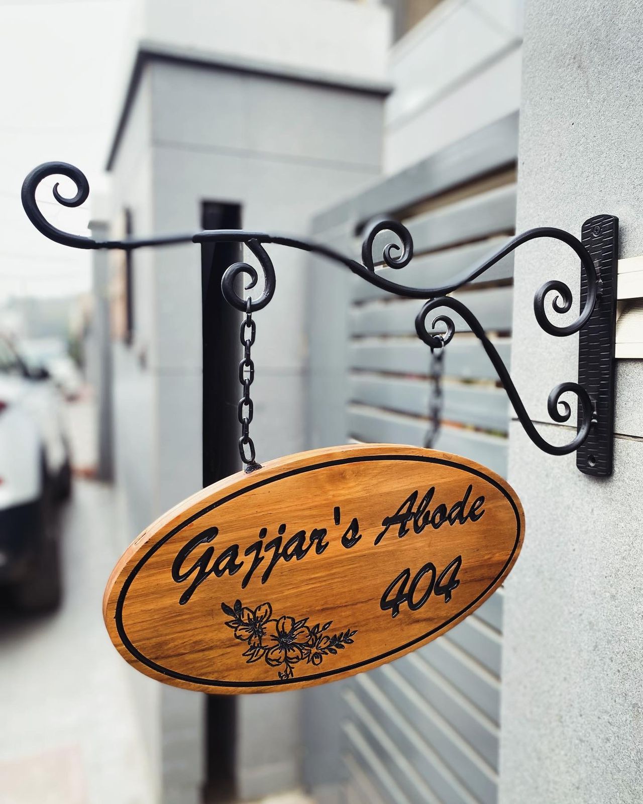 Metal Hanging Frame Wooden Name Plate