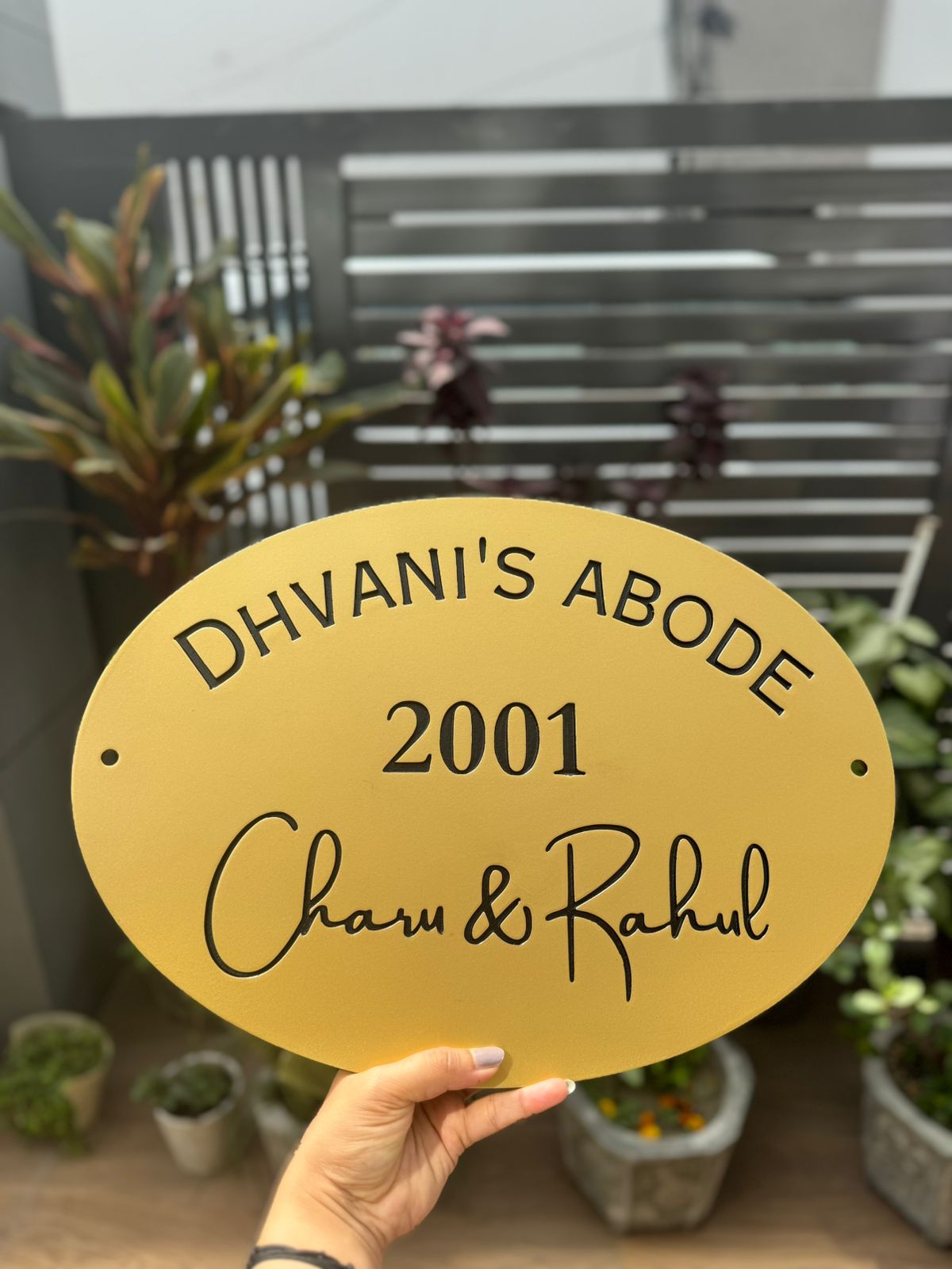 Oval Shape Wooden Nameplate