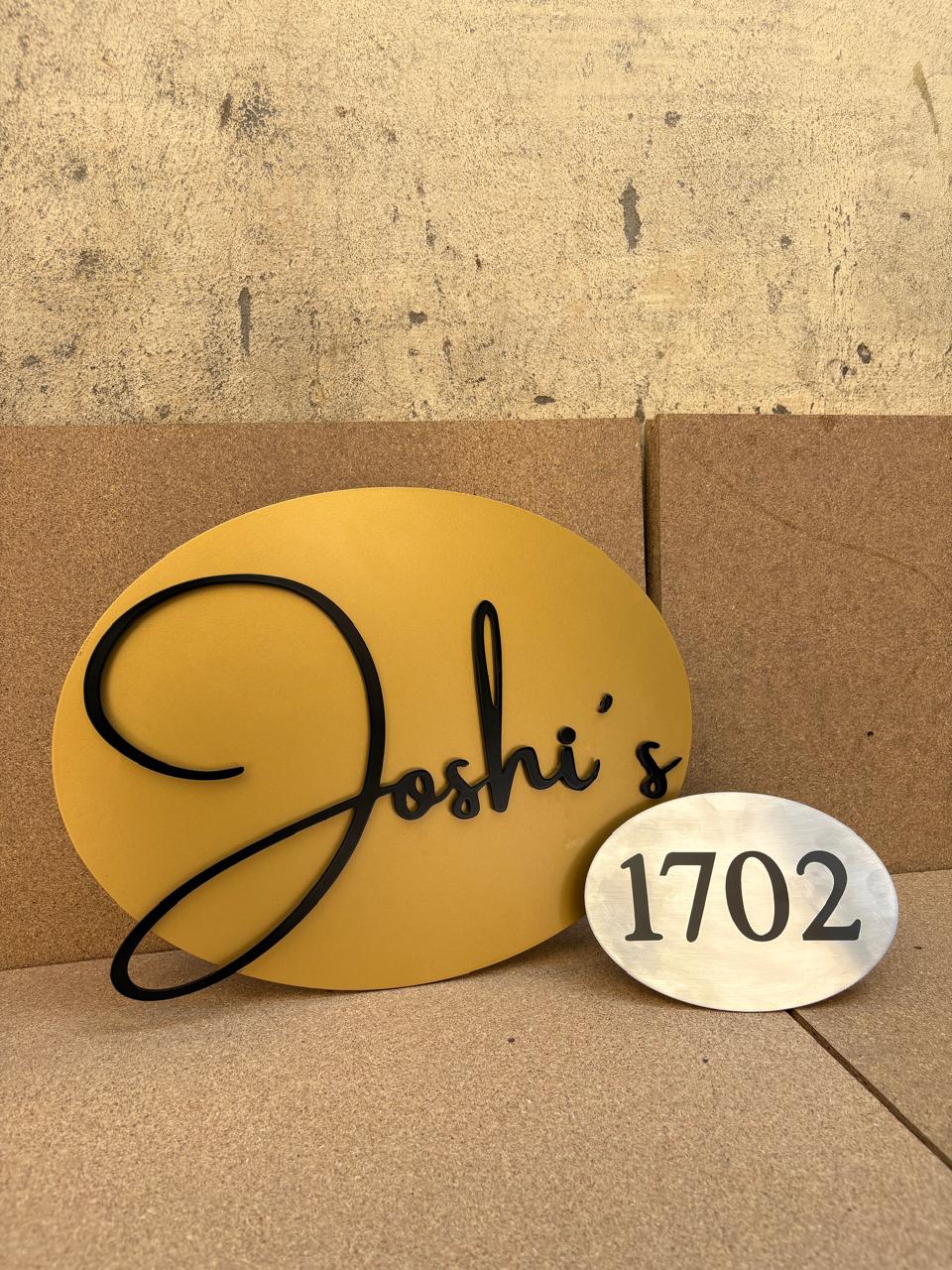 Oval Gold - Silver Metal Name Plate