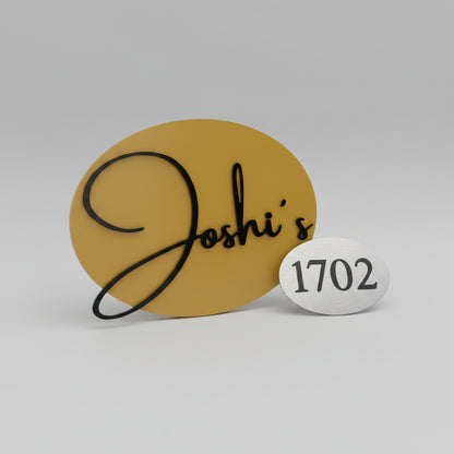 Oval Gold - Silver Metal Name Plate