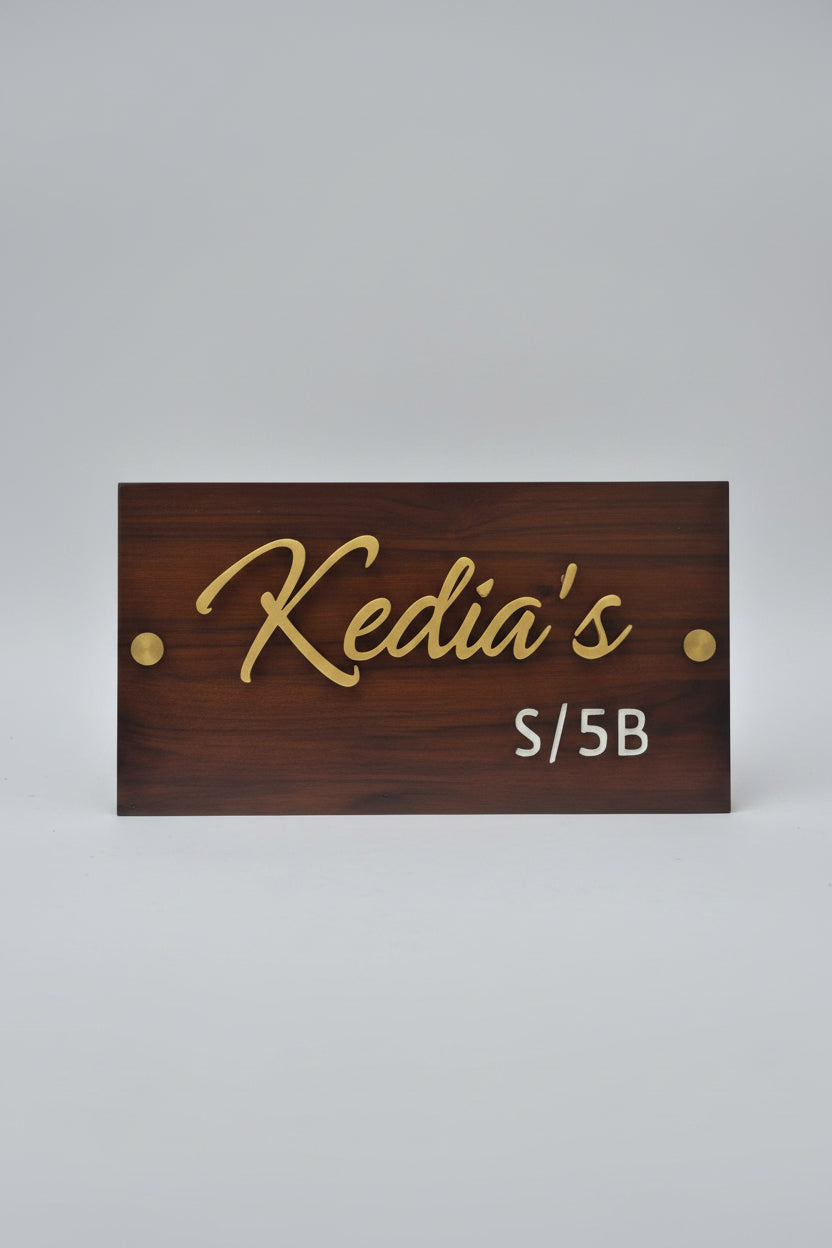 Metal - engraved Wooden Nameplate