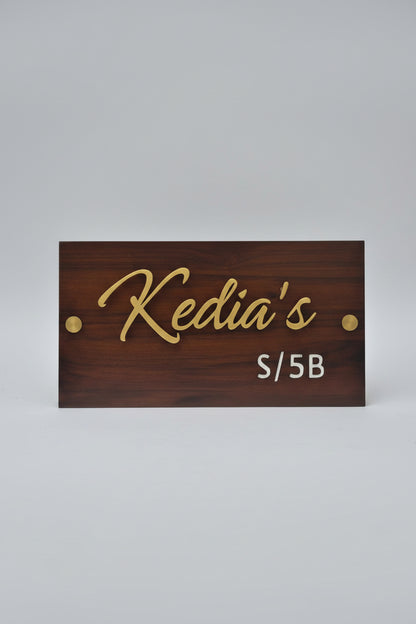 Metal - engraved Wooden Nameplate