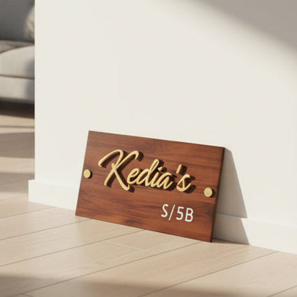 Metal - engraved Wooden Nameplate