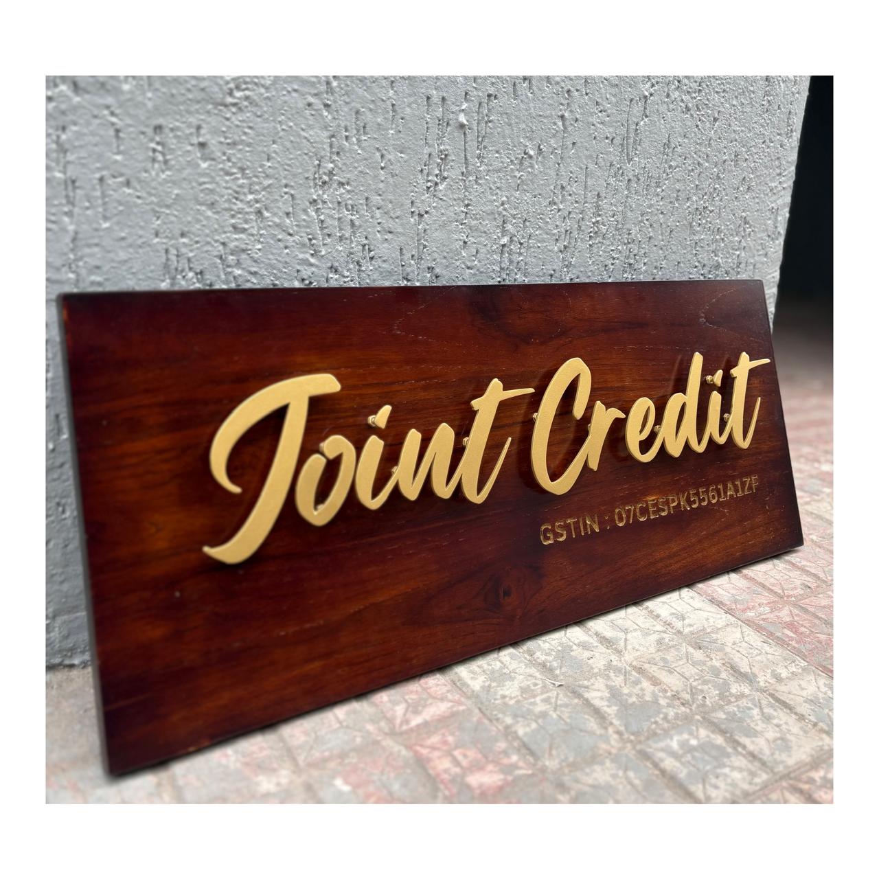 Rectangular Metal - Wooden Nameplate