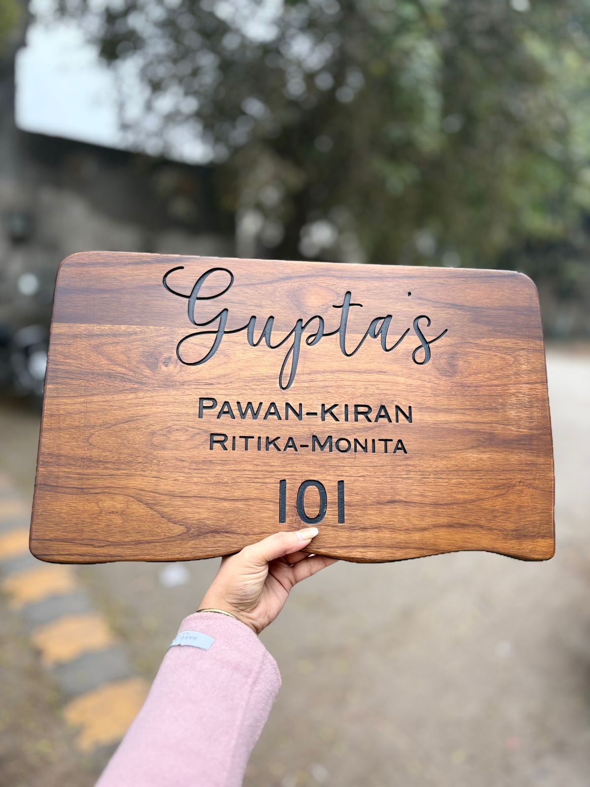 Curved Wooden Nameplate