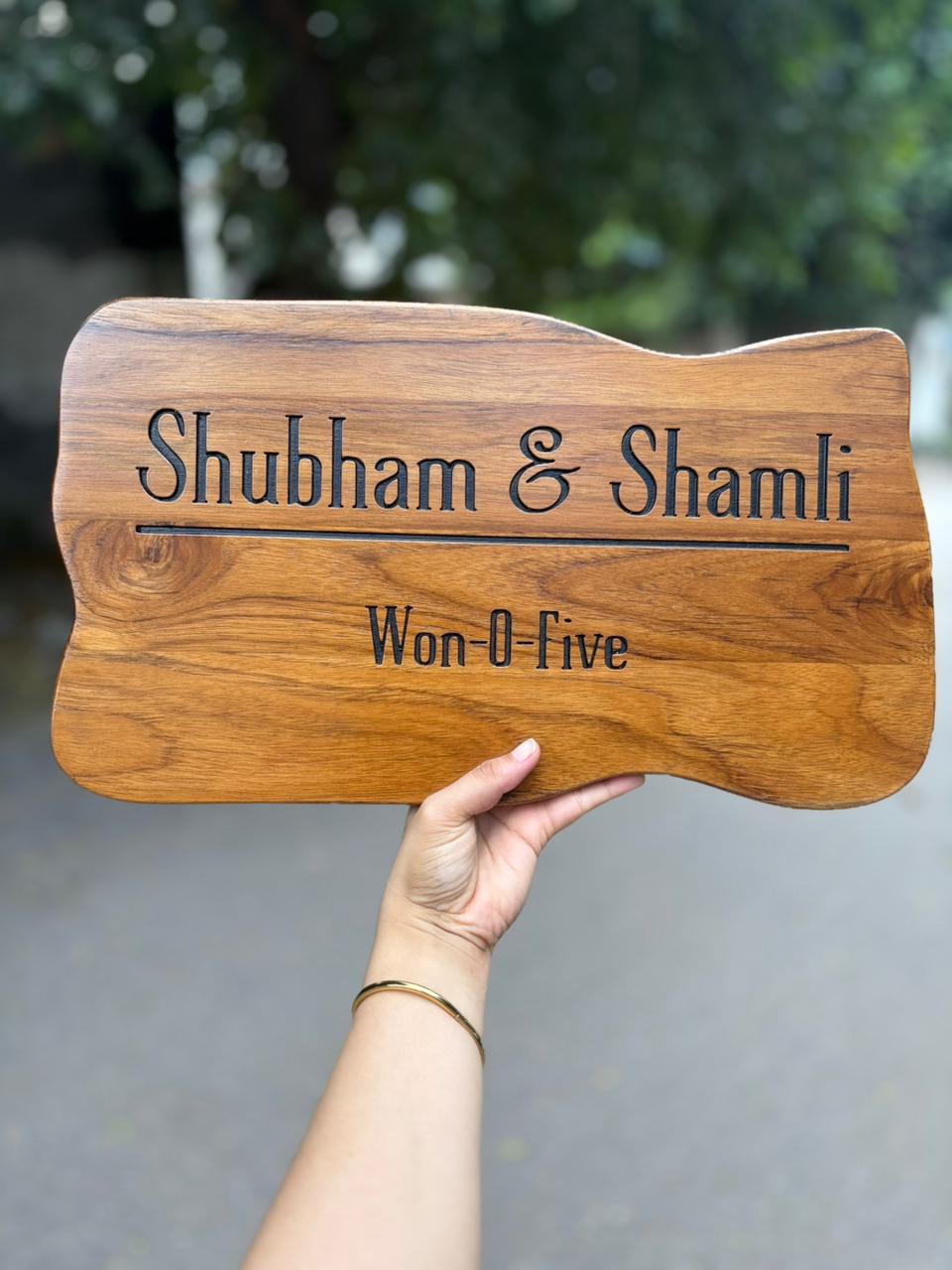 Curved Wooden Nameplate