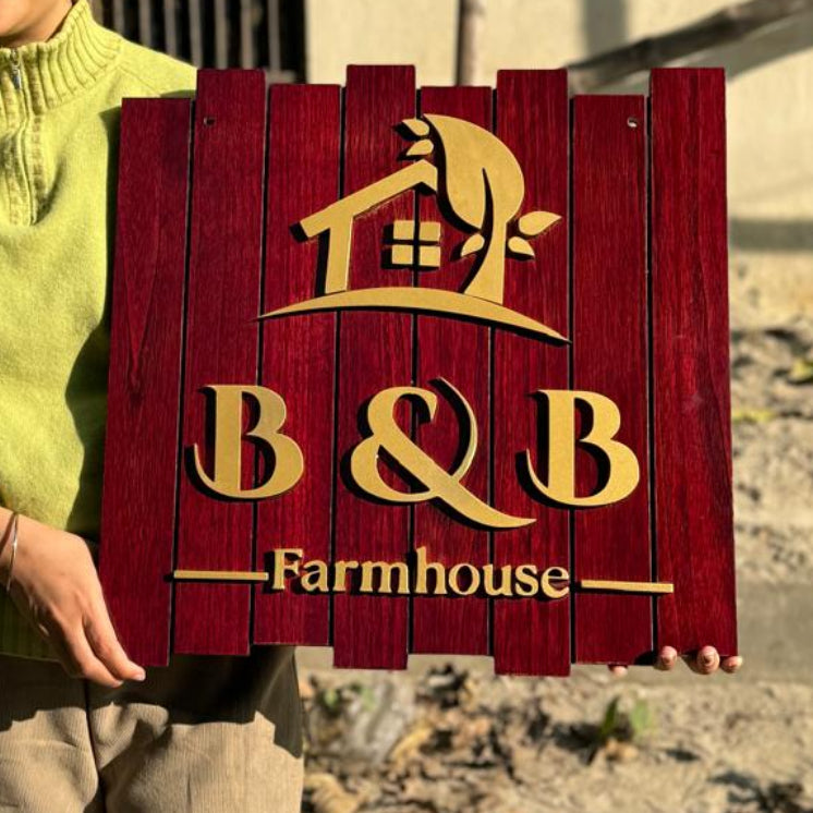 Farm House Wooden Name plate