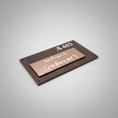 Rose Gold Acrylic Wooden Nameplate