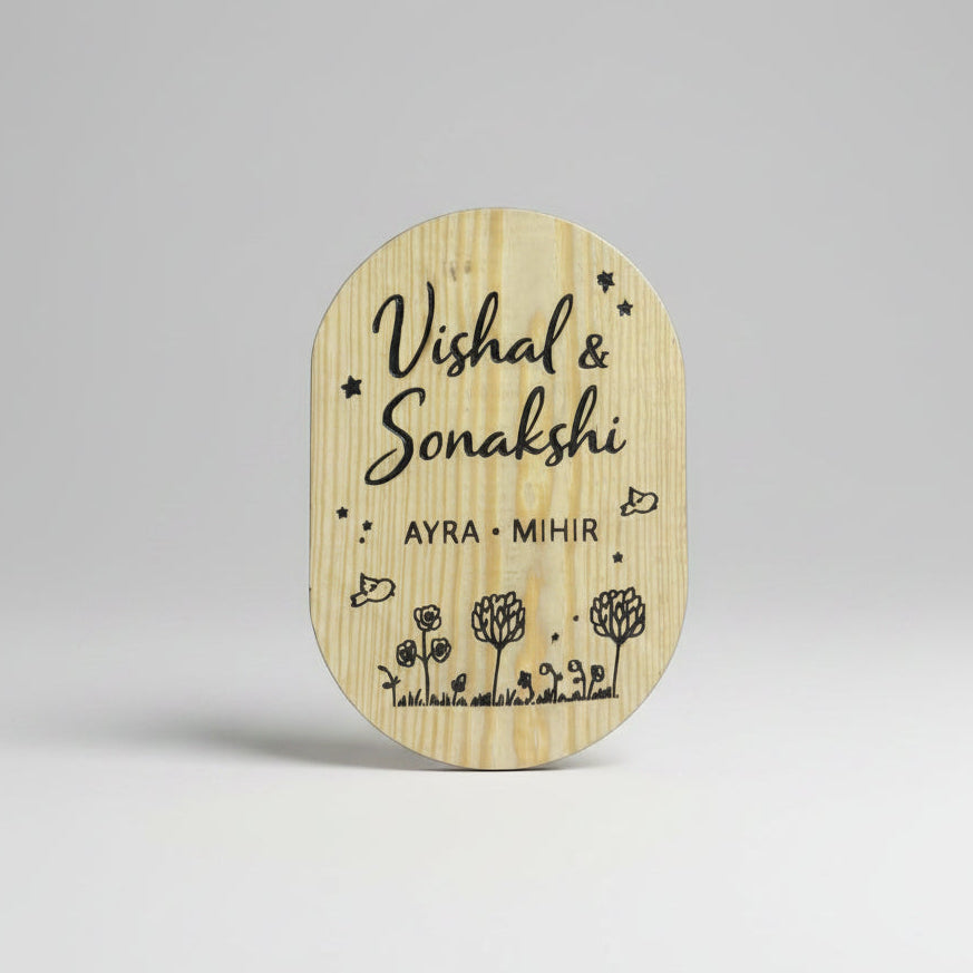 Pine Wood Name Plate