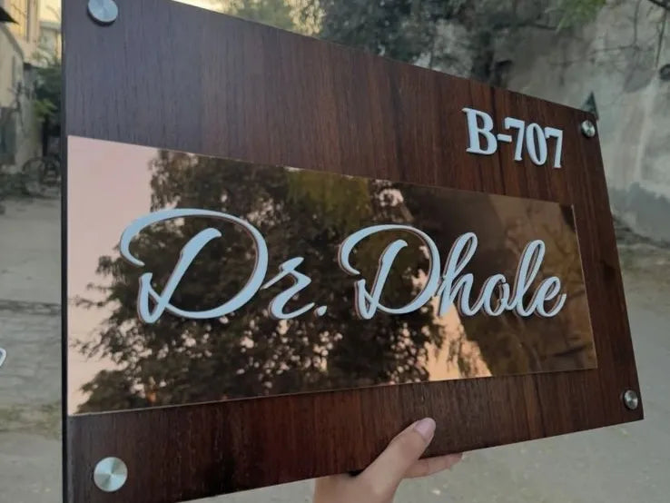 Rose Gold Acrylic Wooden Nameplate